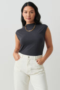 Soft touch funnel neck top
