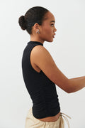 Soft touch funnel neck top
