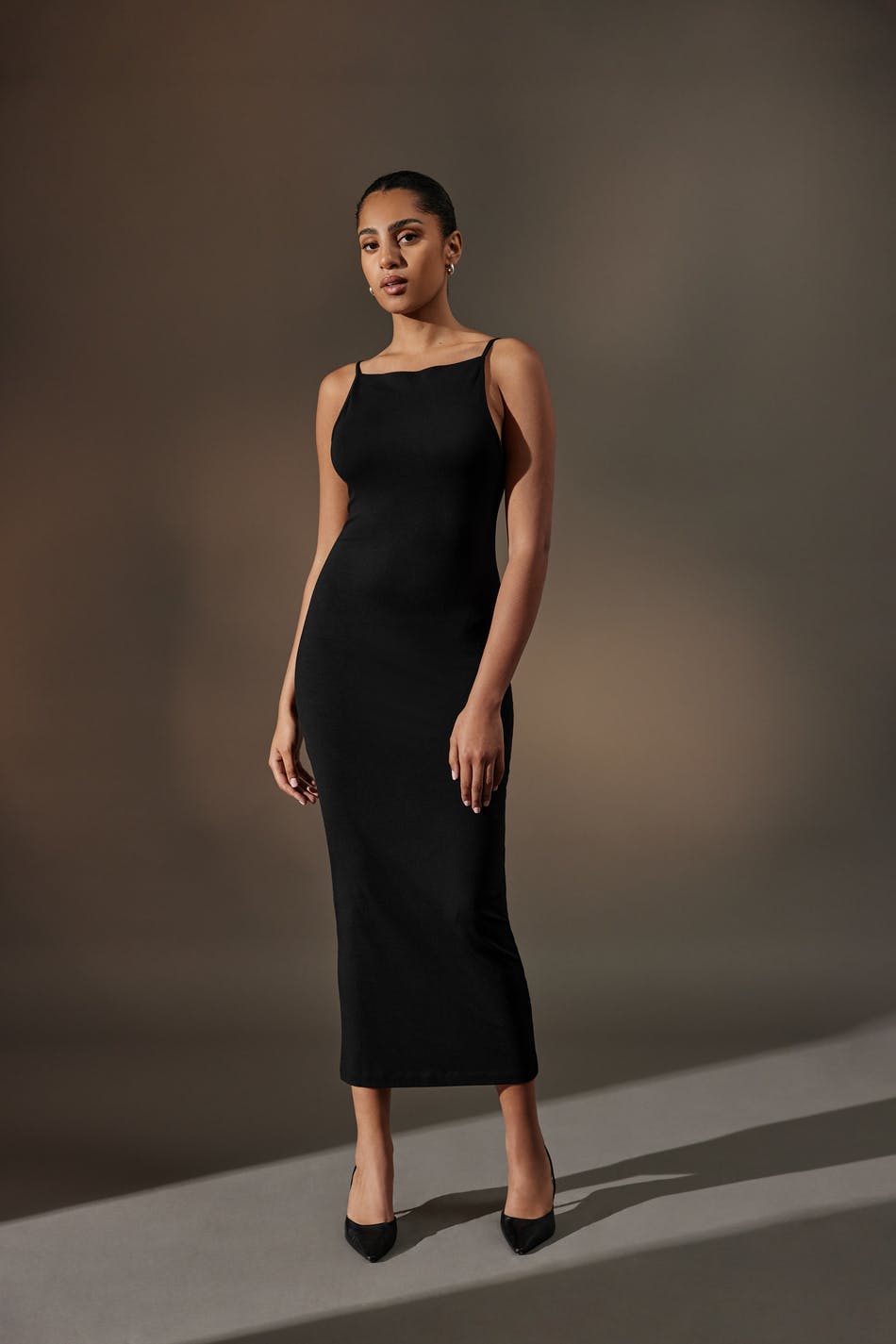 Boatneck strap dress