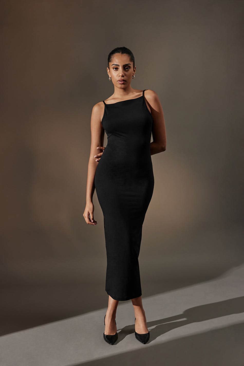 Boatneck strap dress