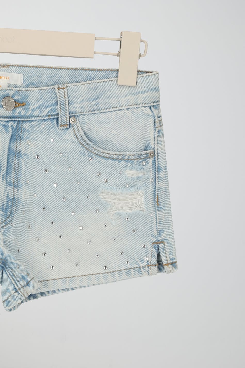 Y rhinestone denim shorts