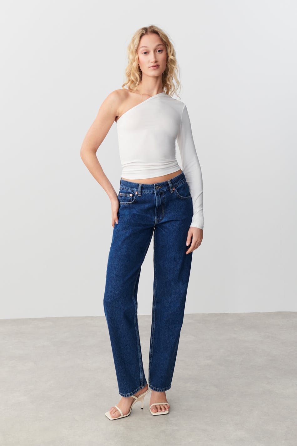 Soft touch one shoulder top
