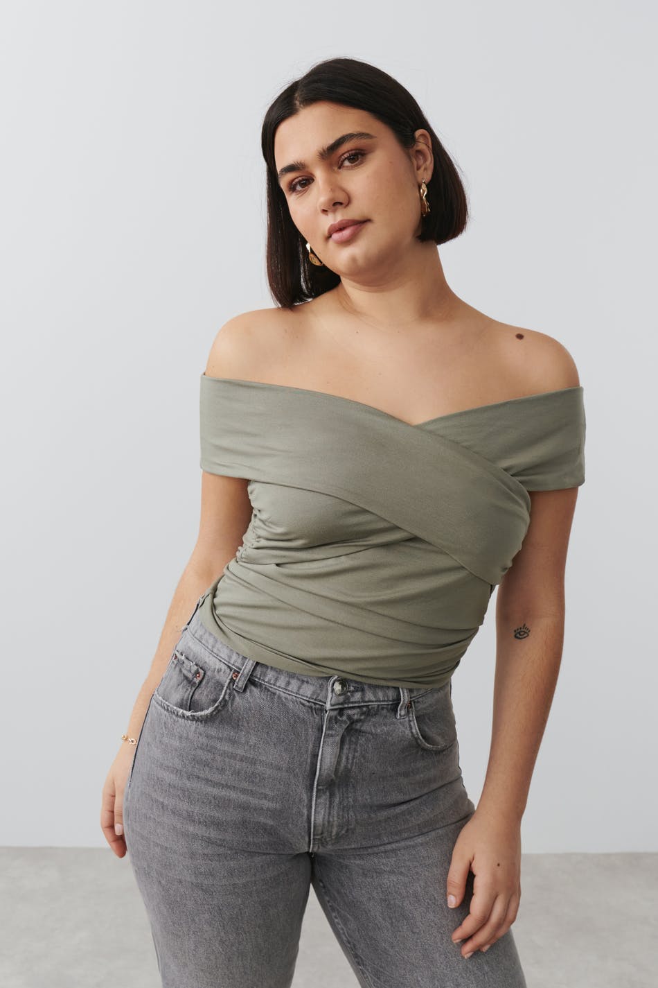 Soft touch wrap top
