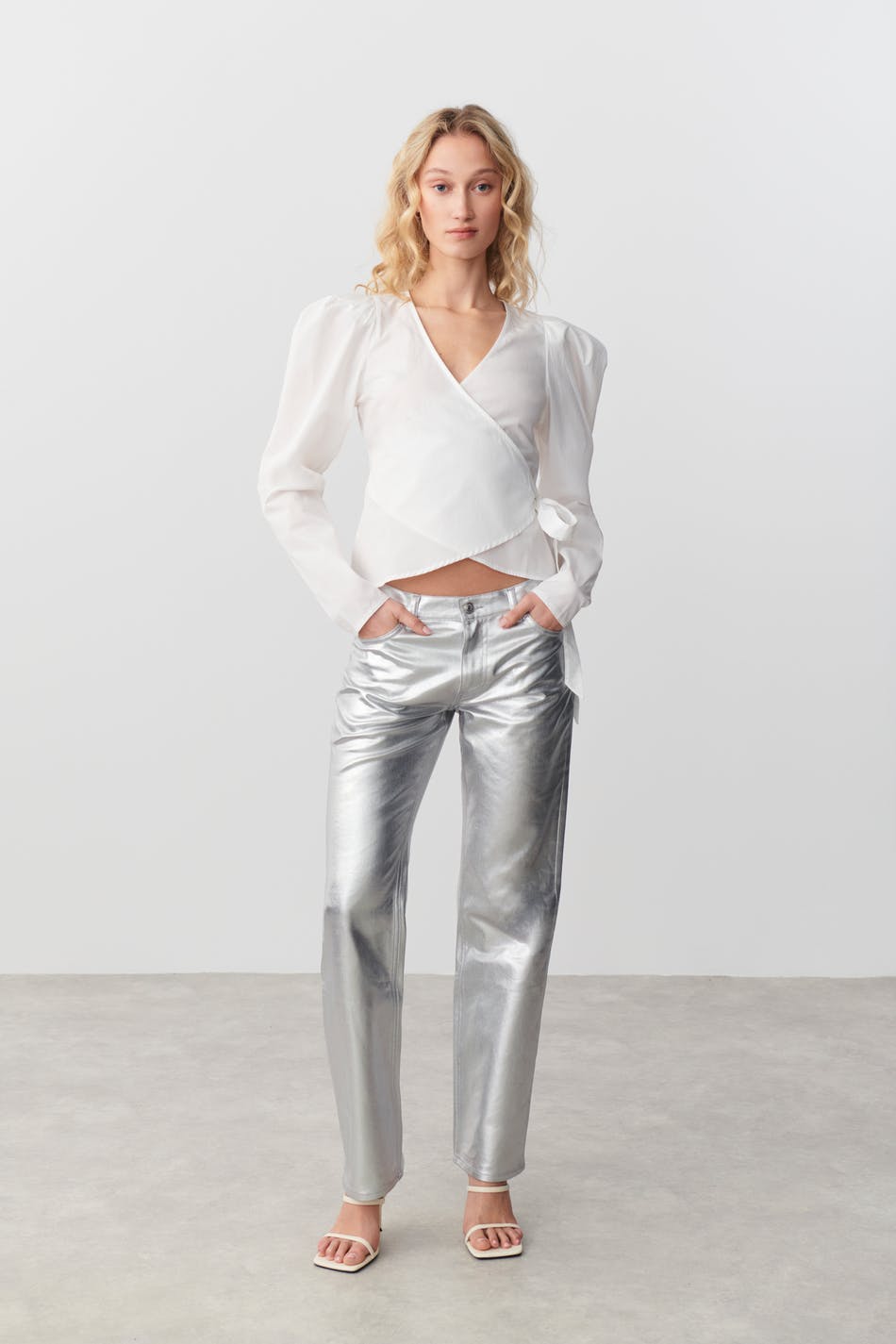 Wrap poplin blouse