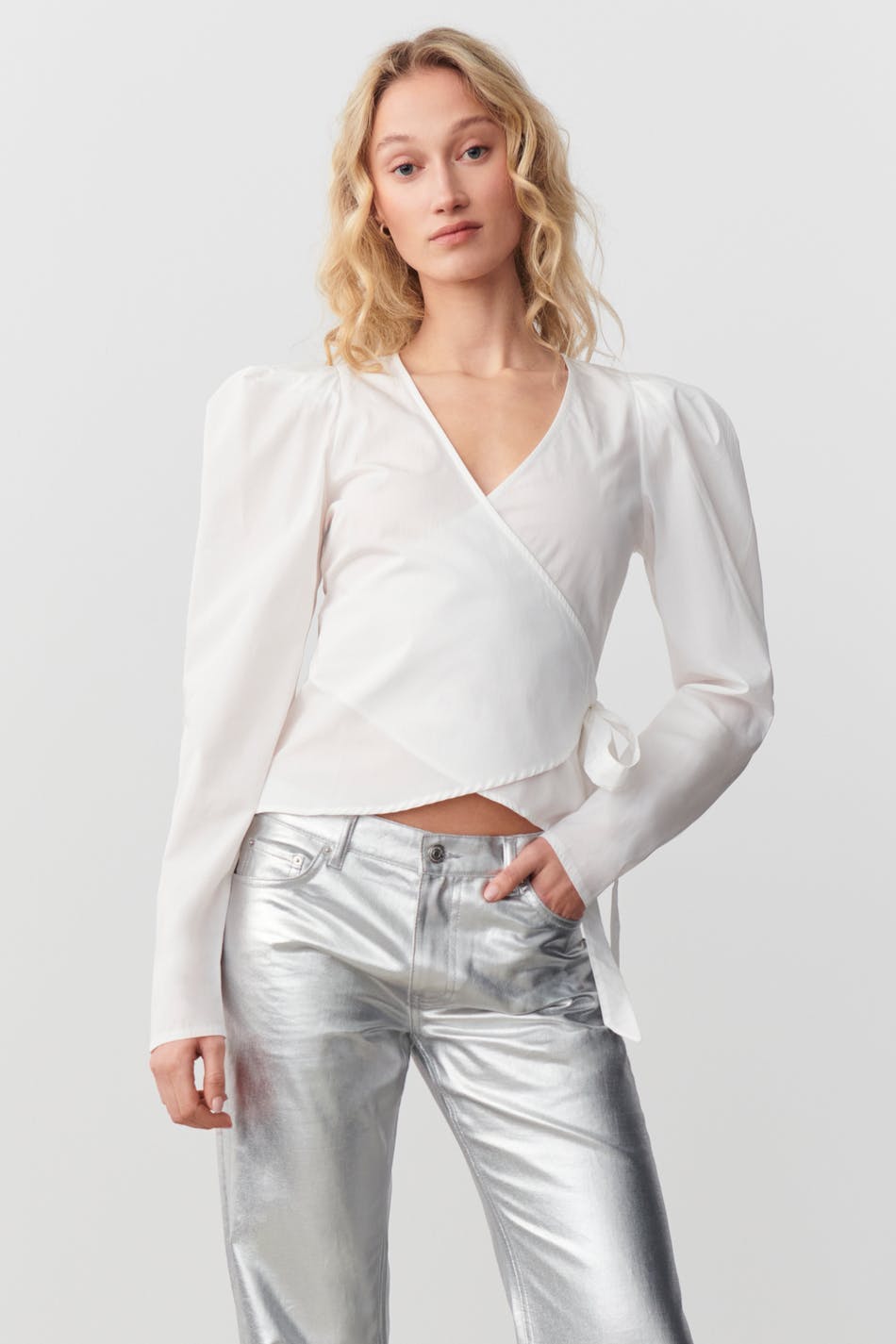 Wrap poplin blouse