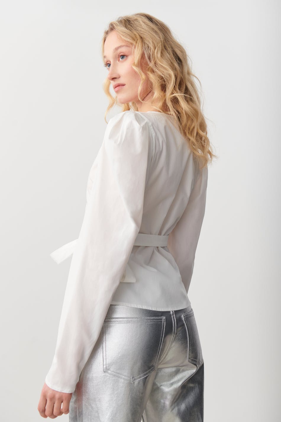 Wrap poplin blouse