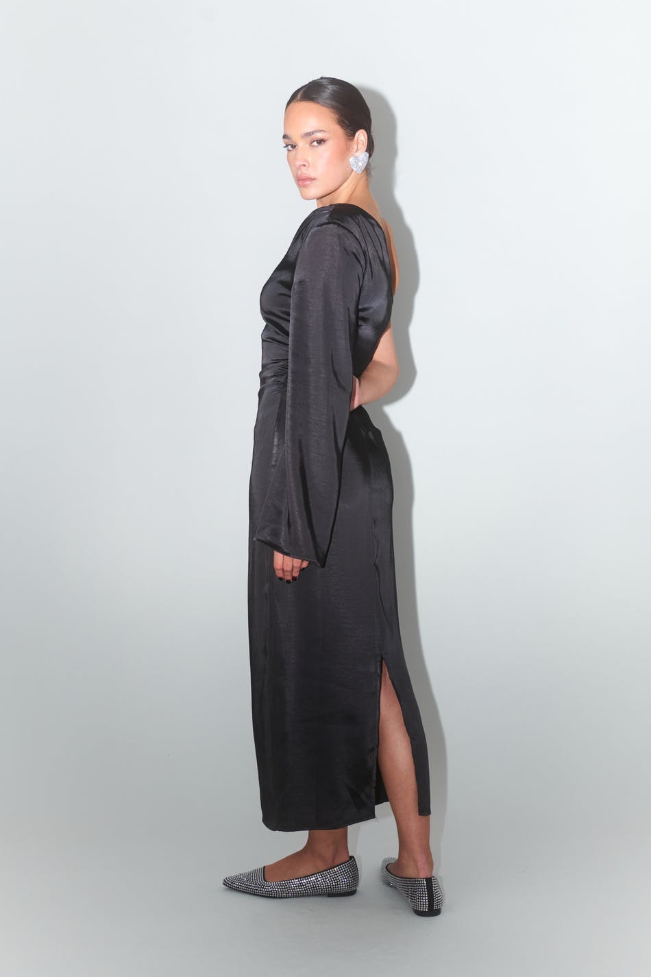 One shoulder satin dress