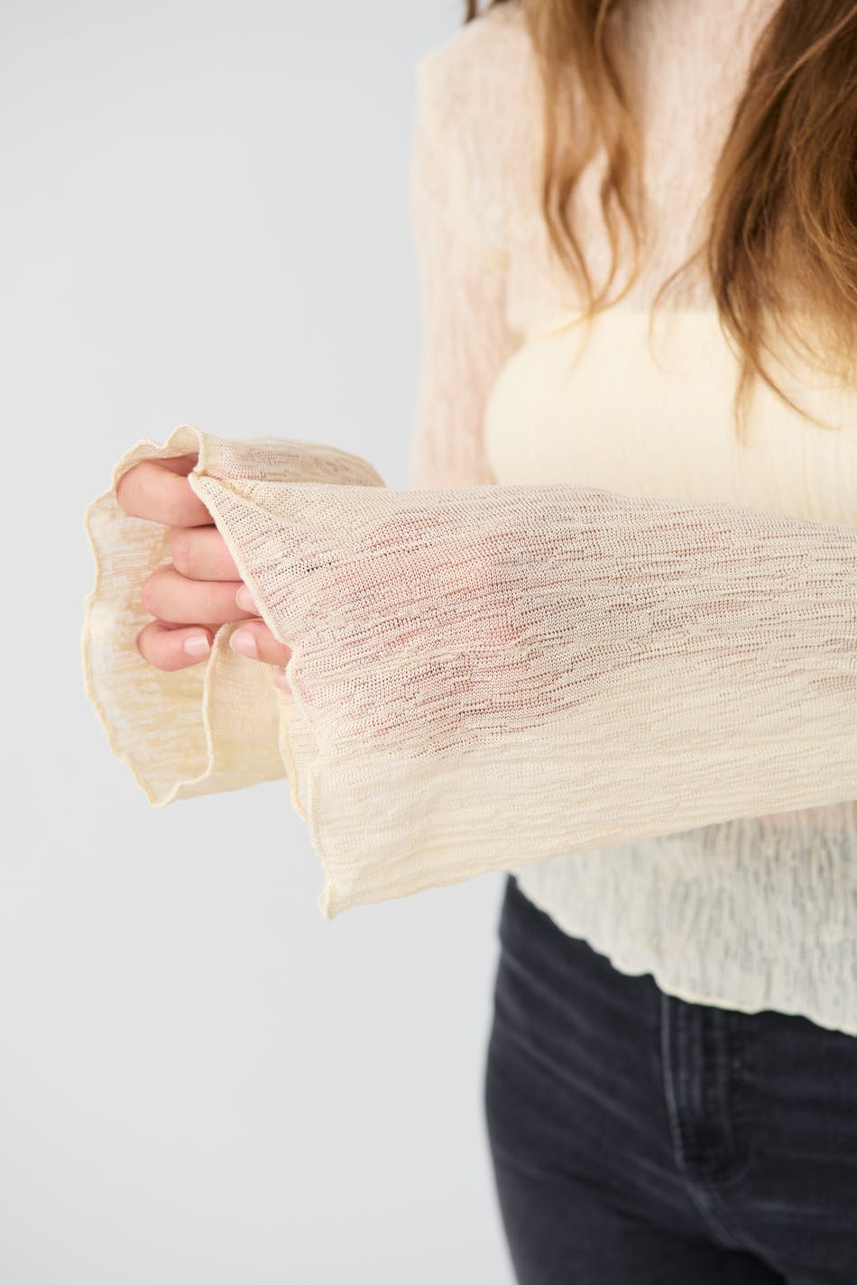 Plisse flare sleeve top