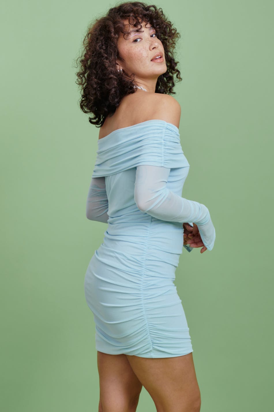Ruched offshoulder dress