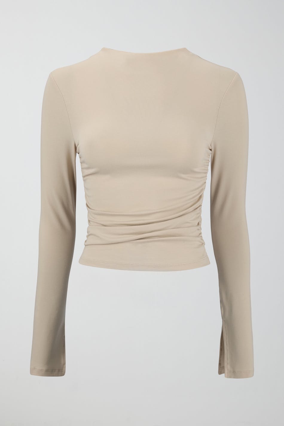 Soft touch funnel neck ls top