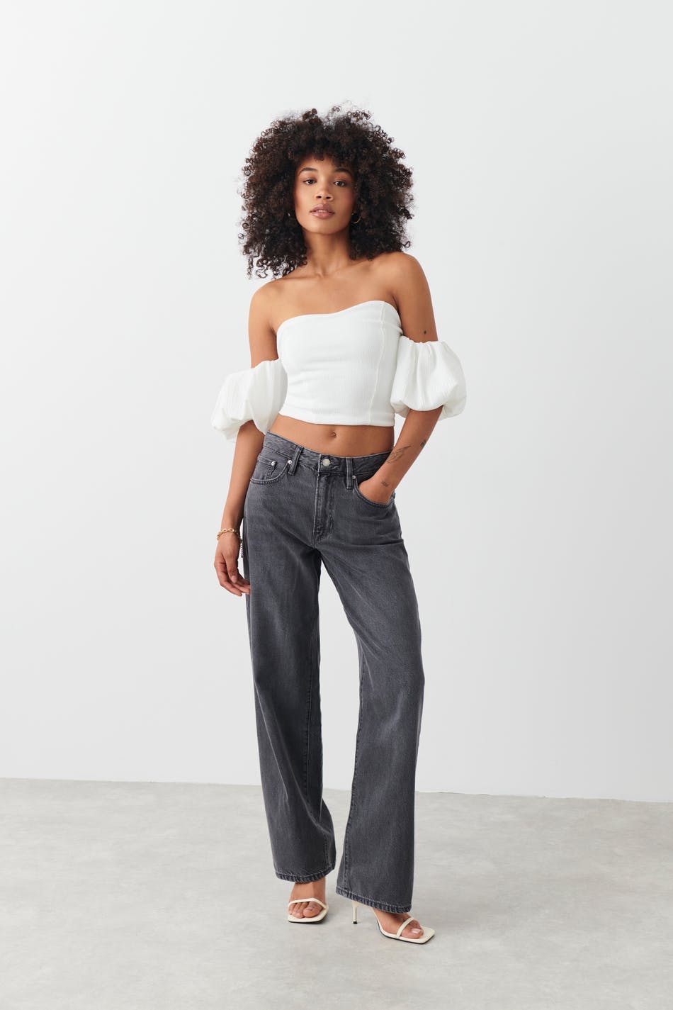 Off shoulder puff sleeve top