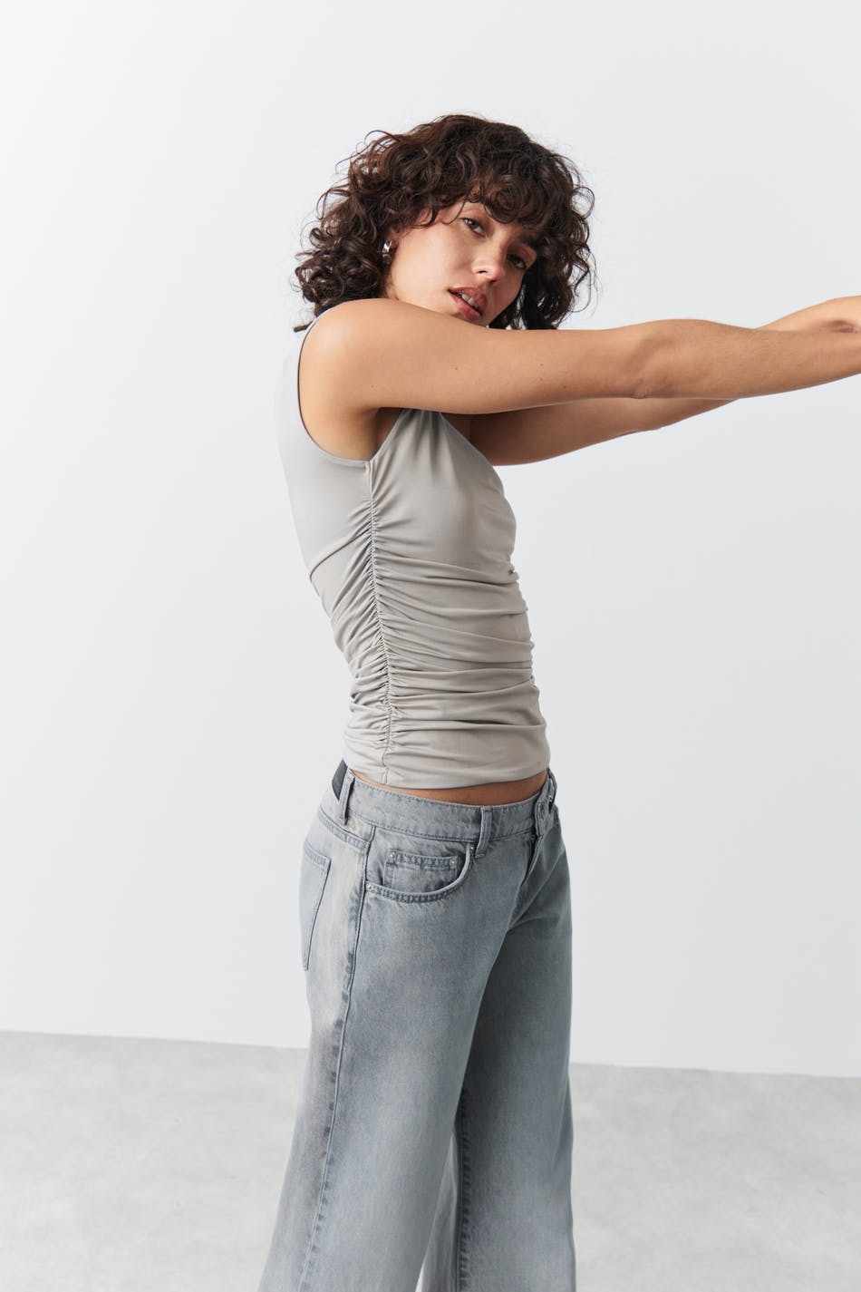 Ruched one shoulder top