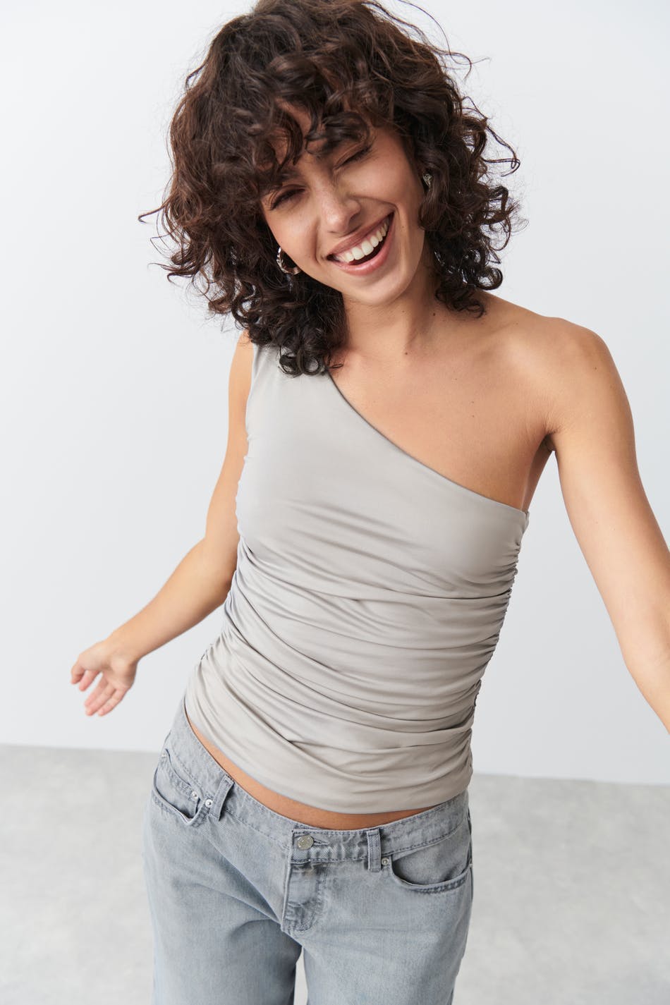 Ruched one shoulder top