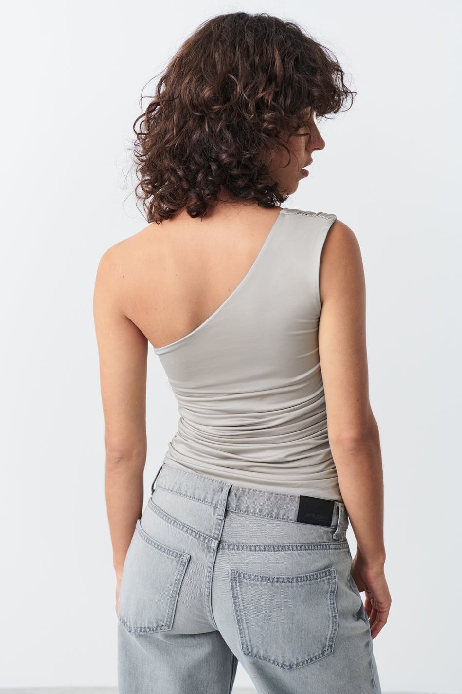 Ruched one shoulder top