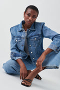 shoulder padded denim jacket