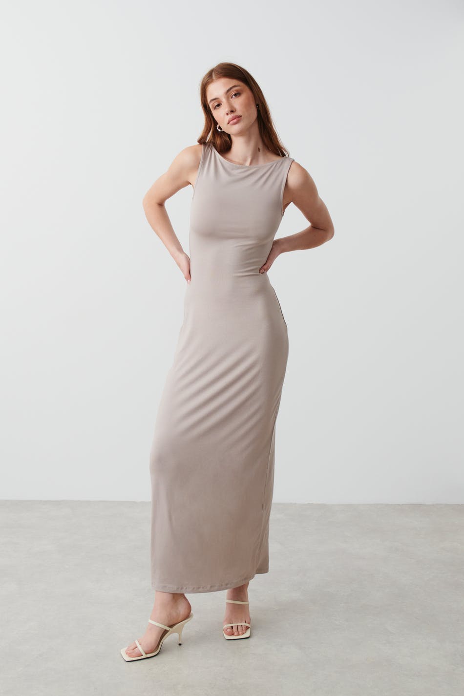 Soft touch boatneck maxi dress