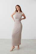 Soft touch boatneck maxi dress