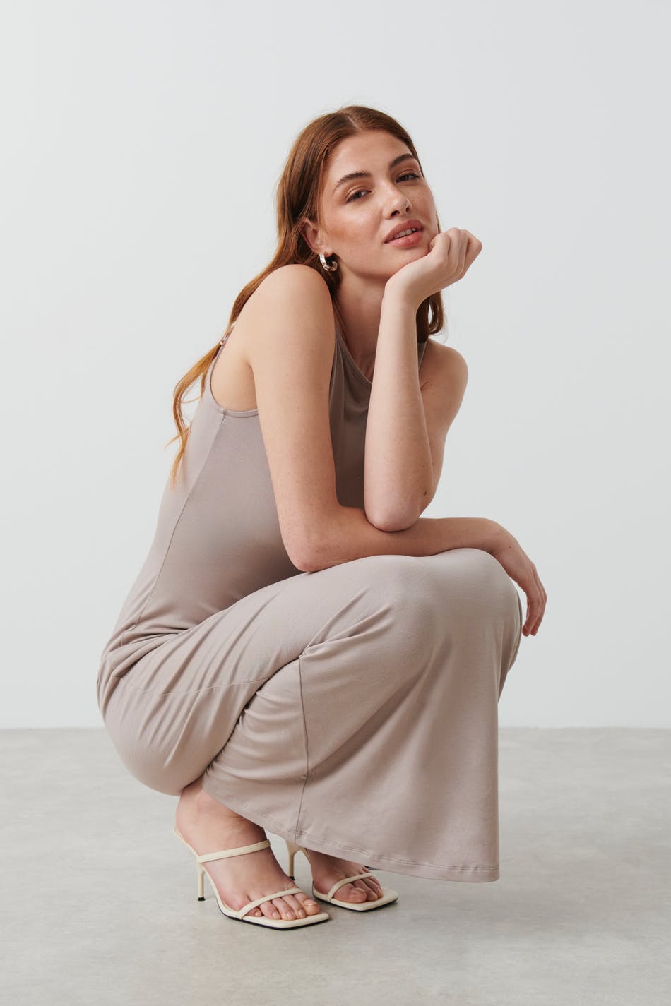 Soft touch boatneck maxi dress