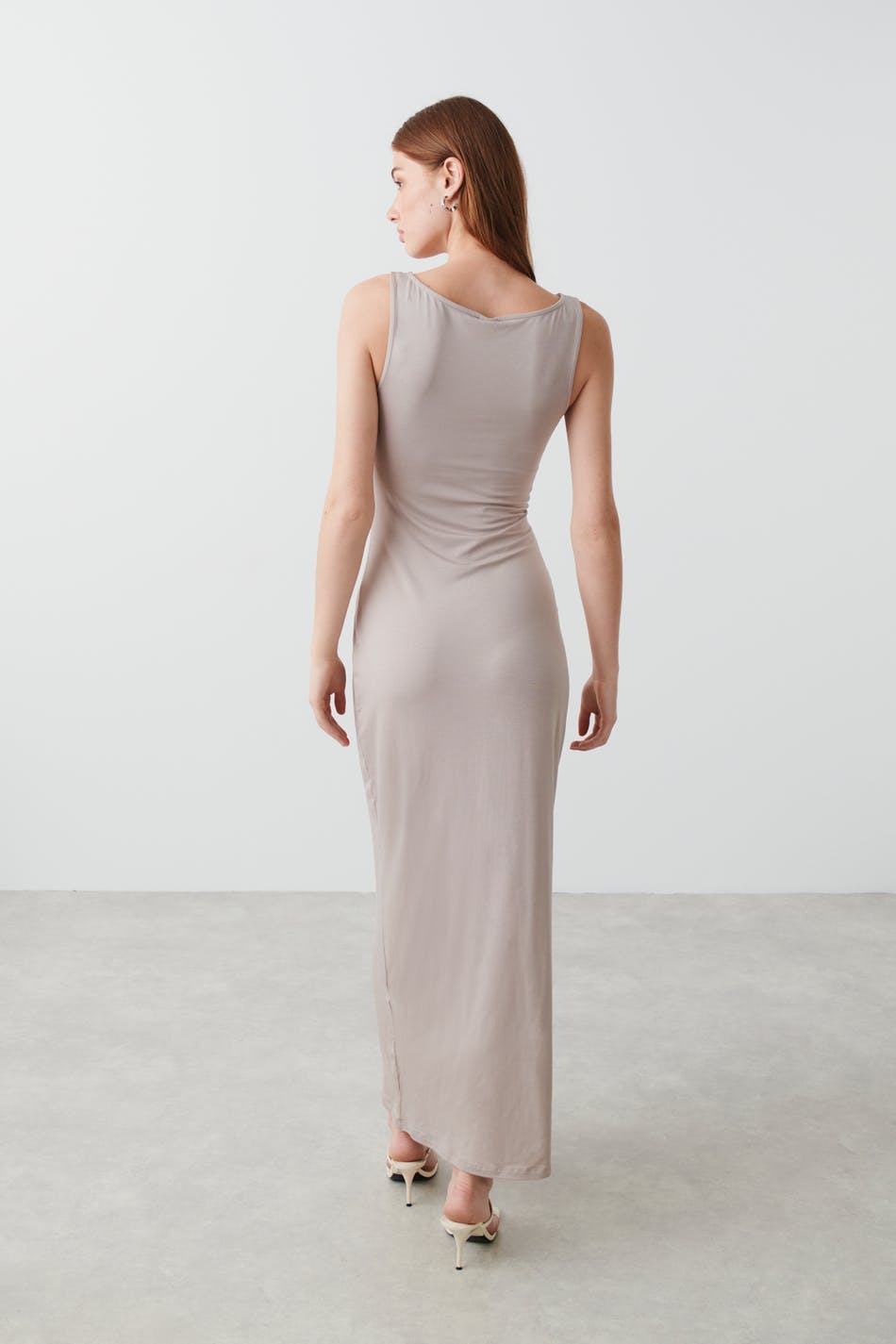 Soft touch boatneck maxi dress
