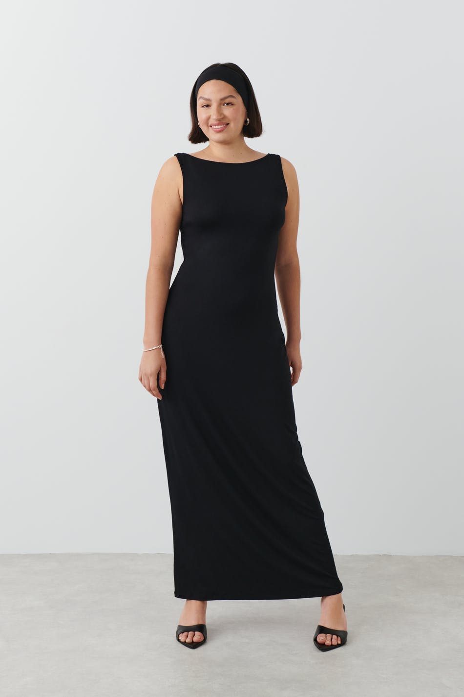 Soft touch boatneck maxi dress