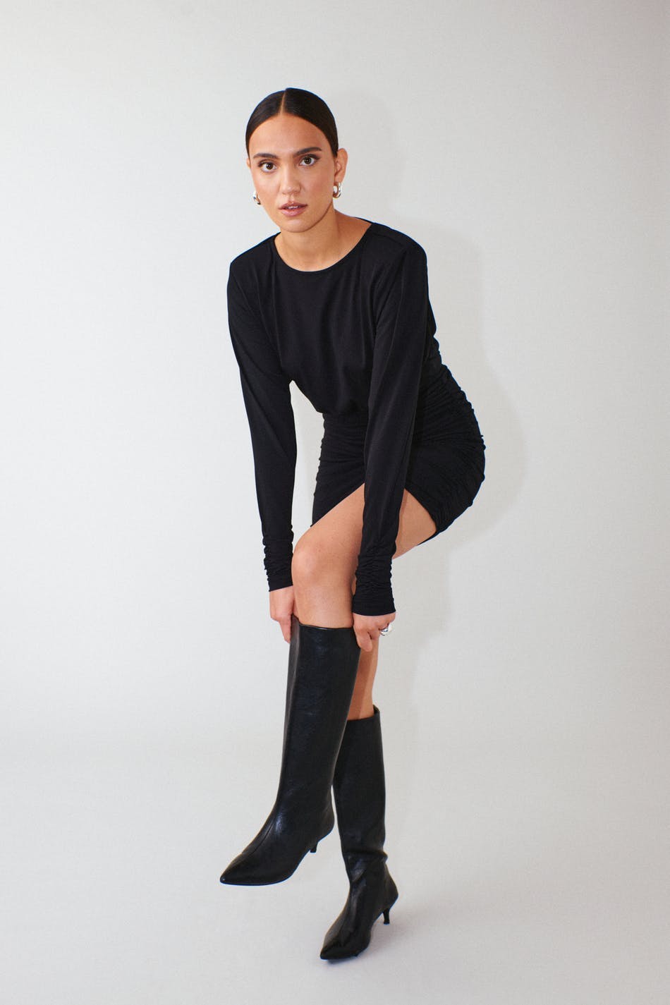 Draped back mini dress