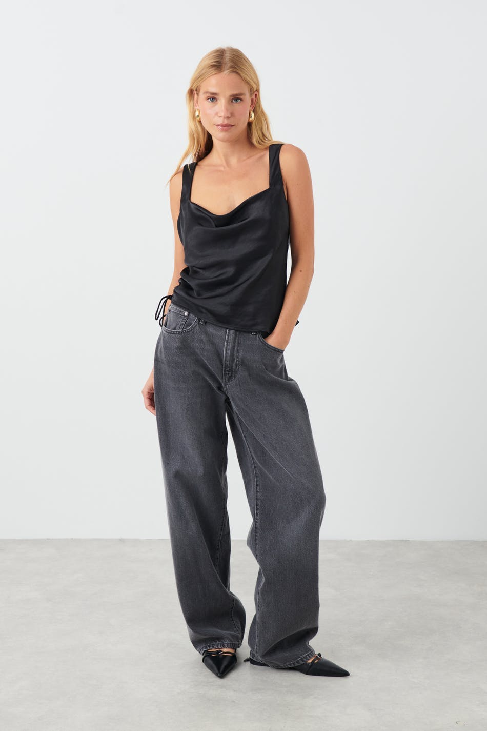 Draped satin top