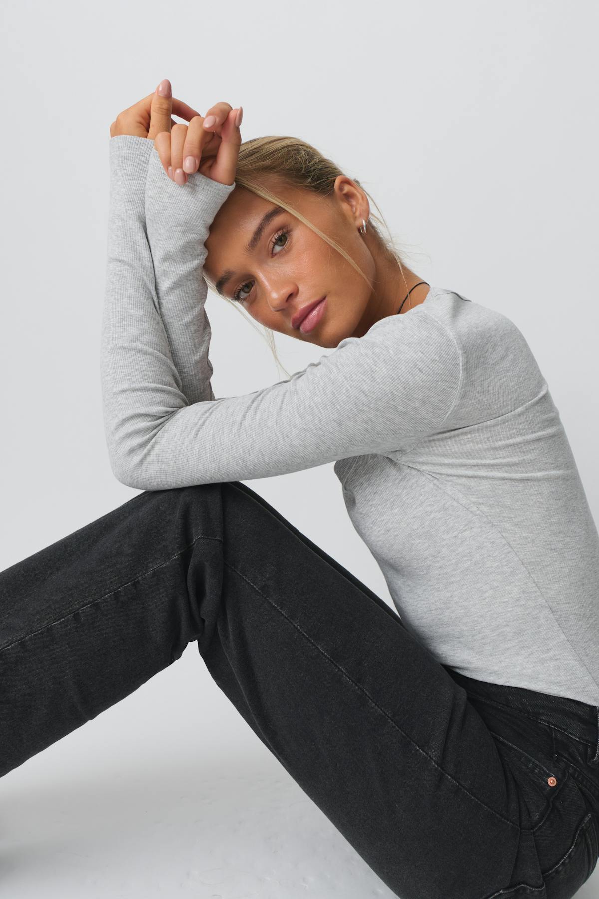 Rib long sleeve top