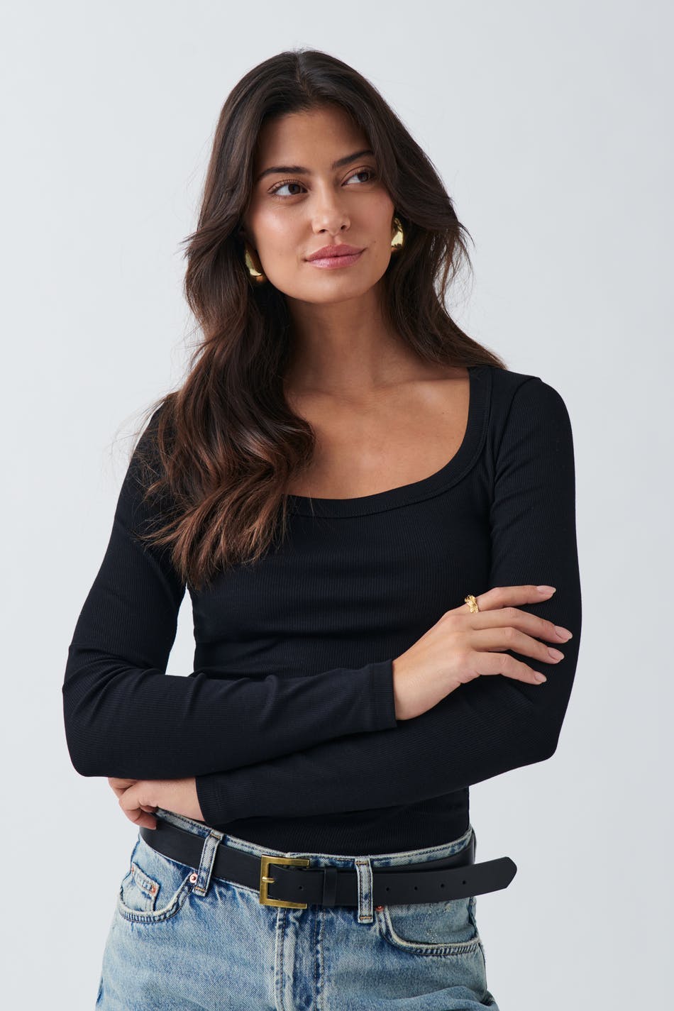 Rib long sleeve top