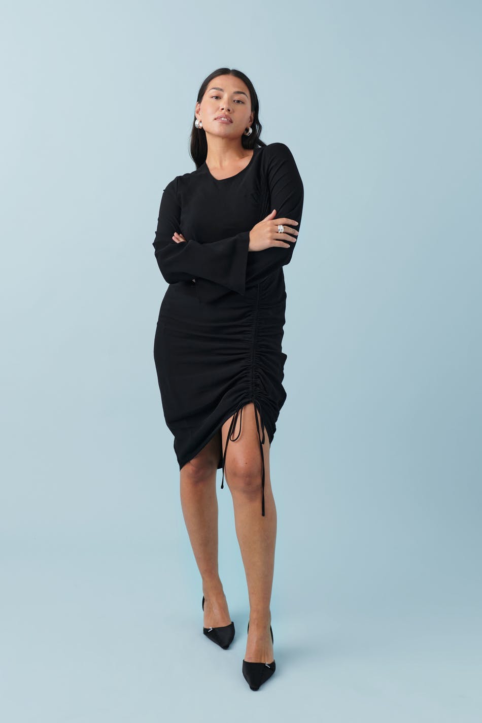 Drawstring midi dress