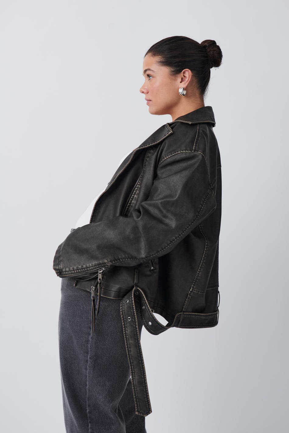 washed biker jacket