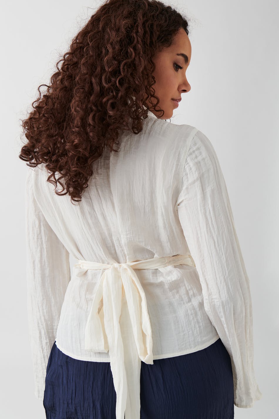 Crinkled wrap blouse