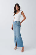 Double slit denim skirt