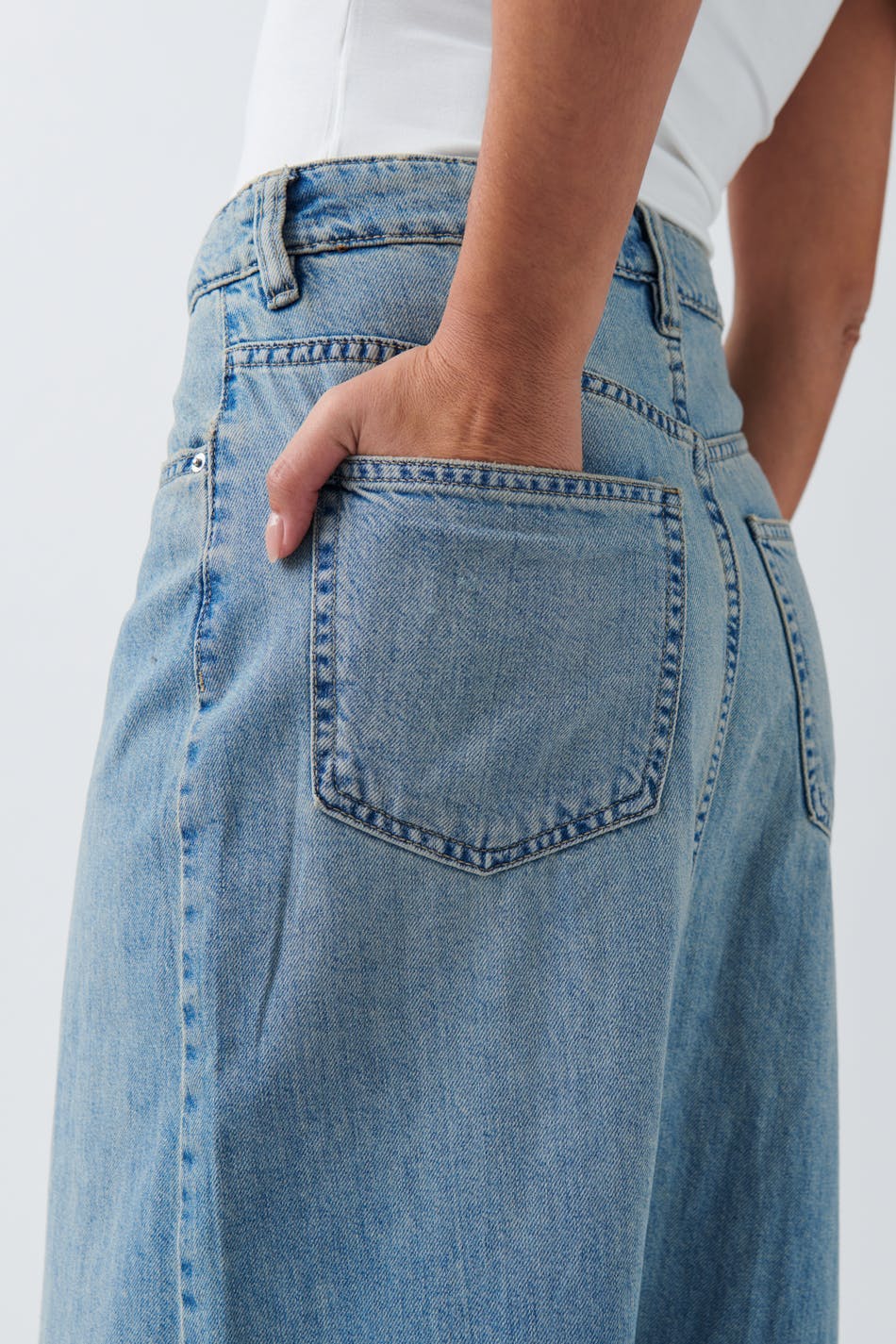 Double slit denim skirt