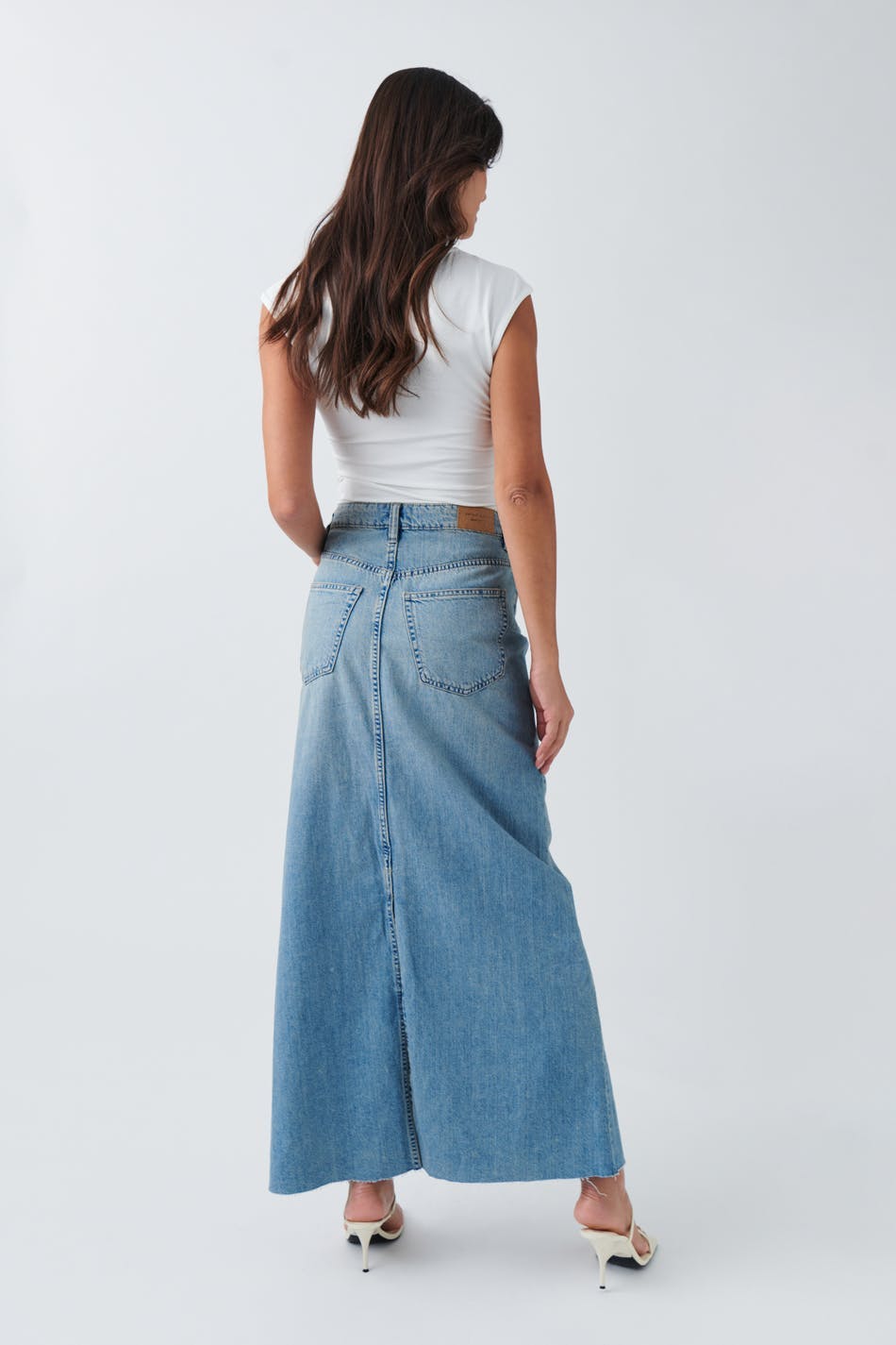 Double slit denim skirt
