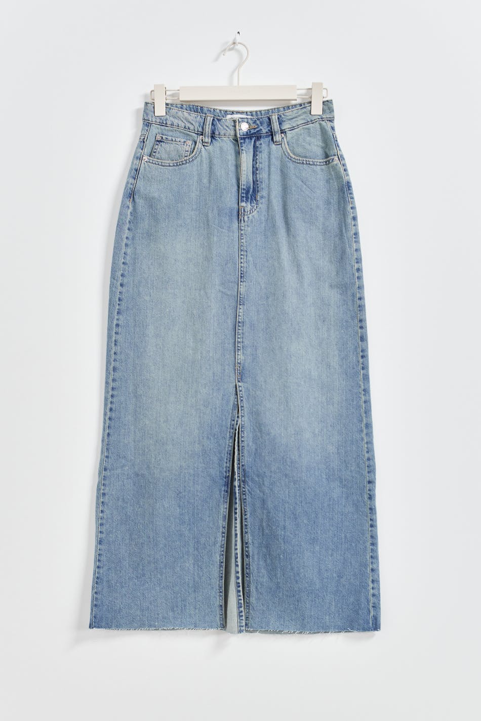 Double slit denim skirt