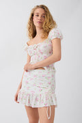 Ruched frill mini skirt