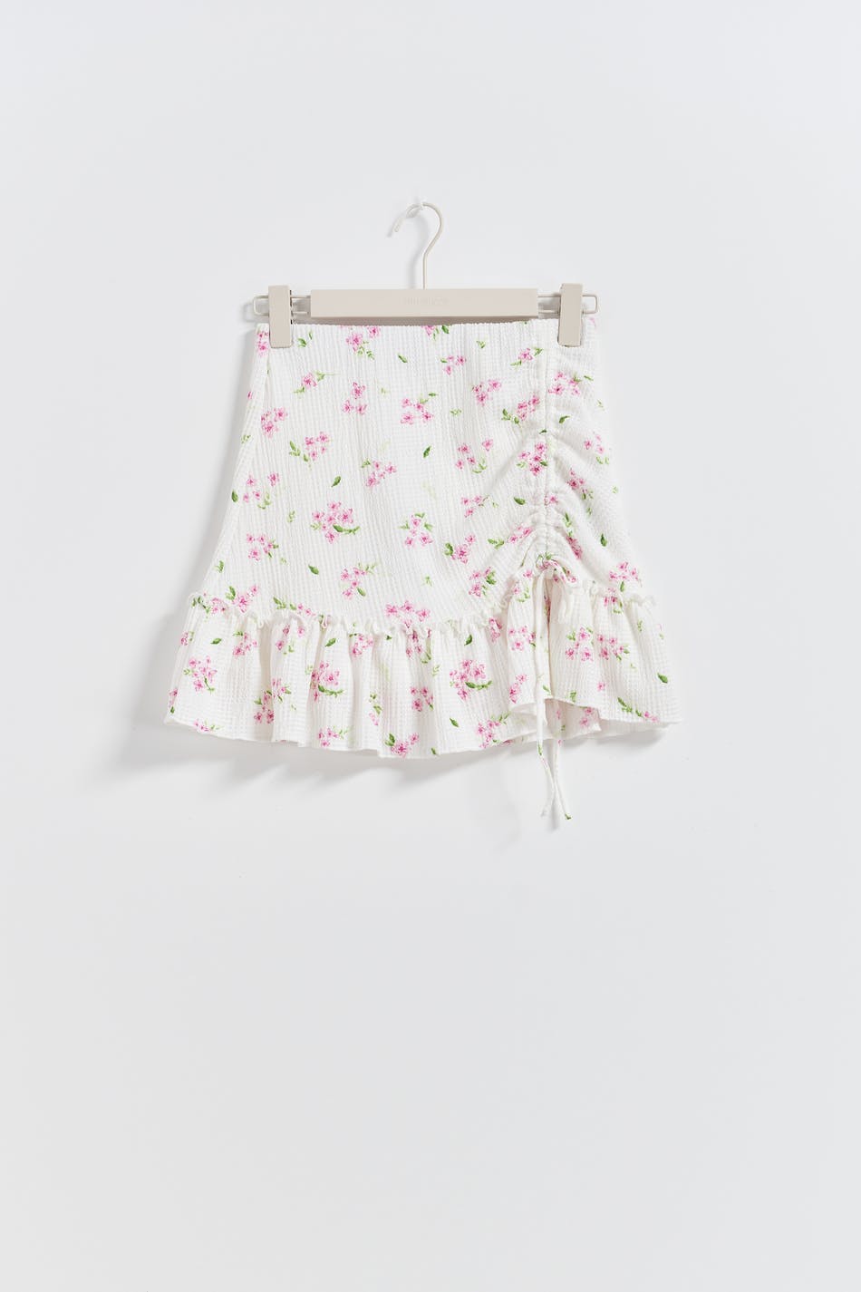 Ruched frill mini skirt