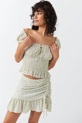 Ruched frill mini skirt