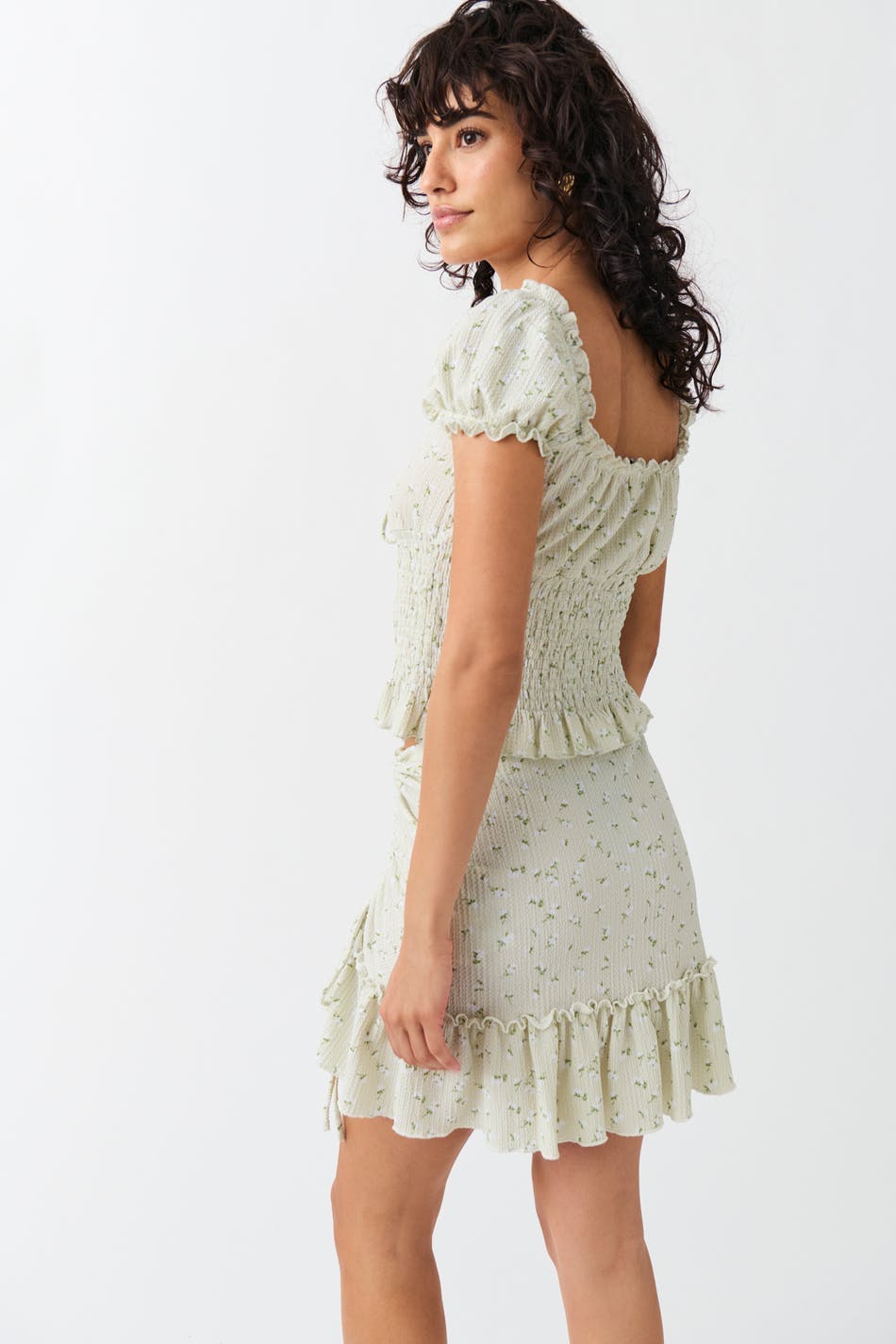 Ruched frill mini skirt