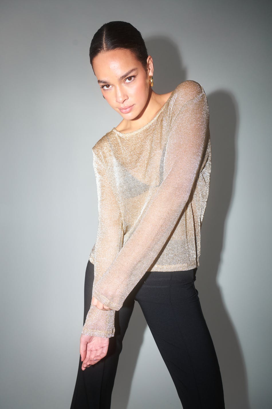 Metallic knitted top