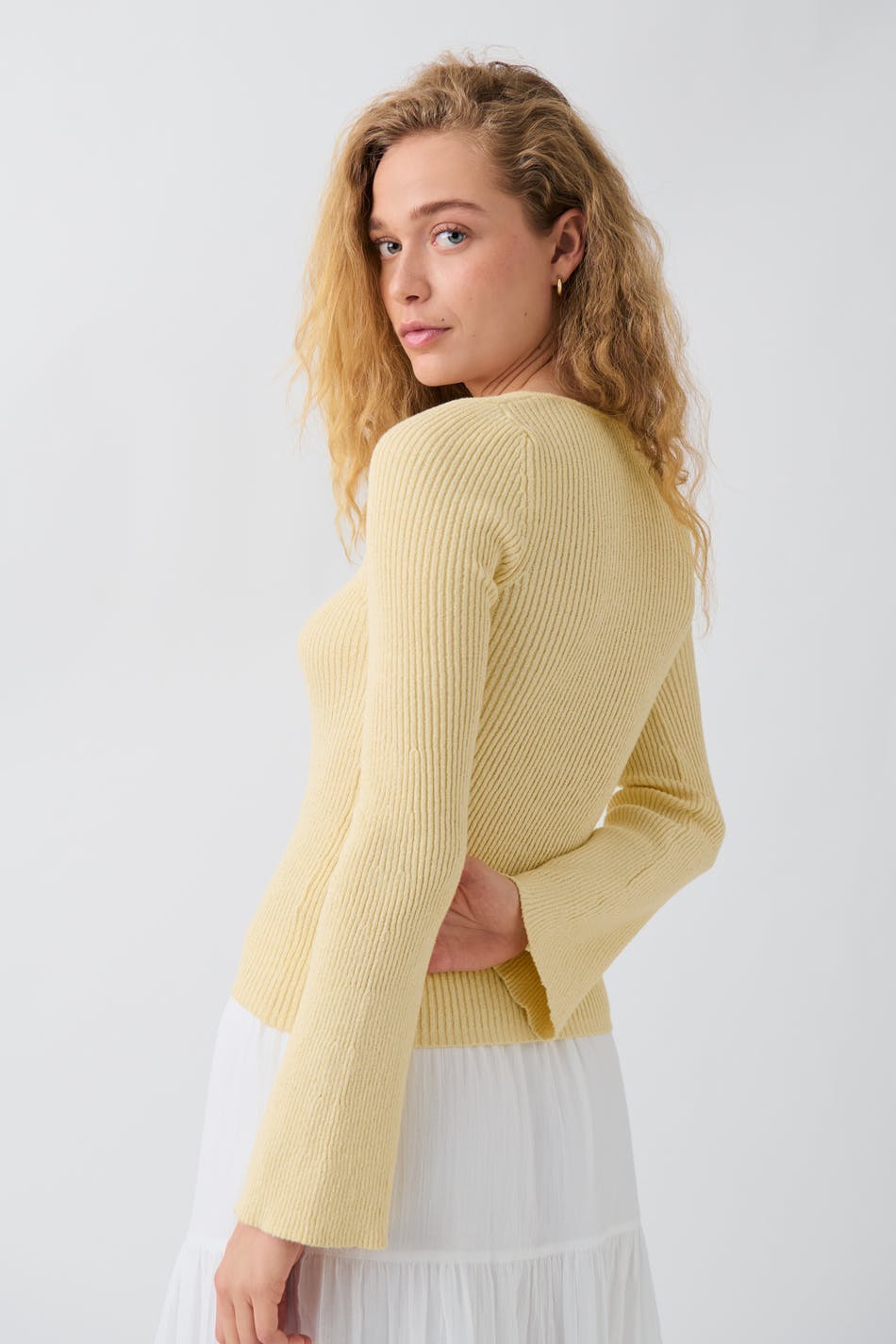 Wide sleeve knit top