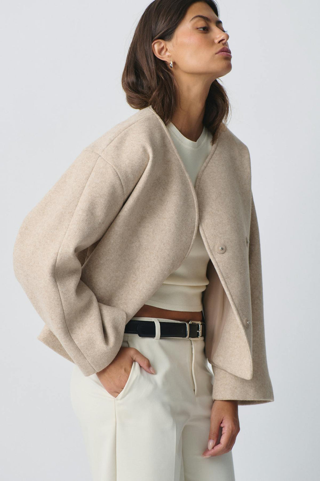 round neck short jacket
