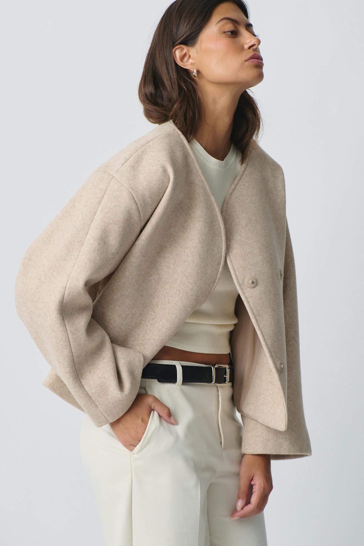 round neck short jacket