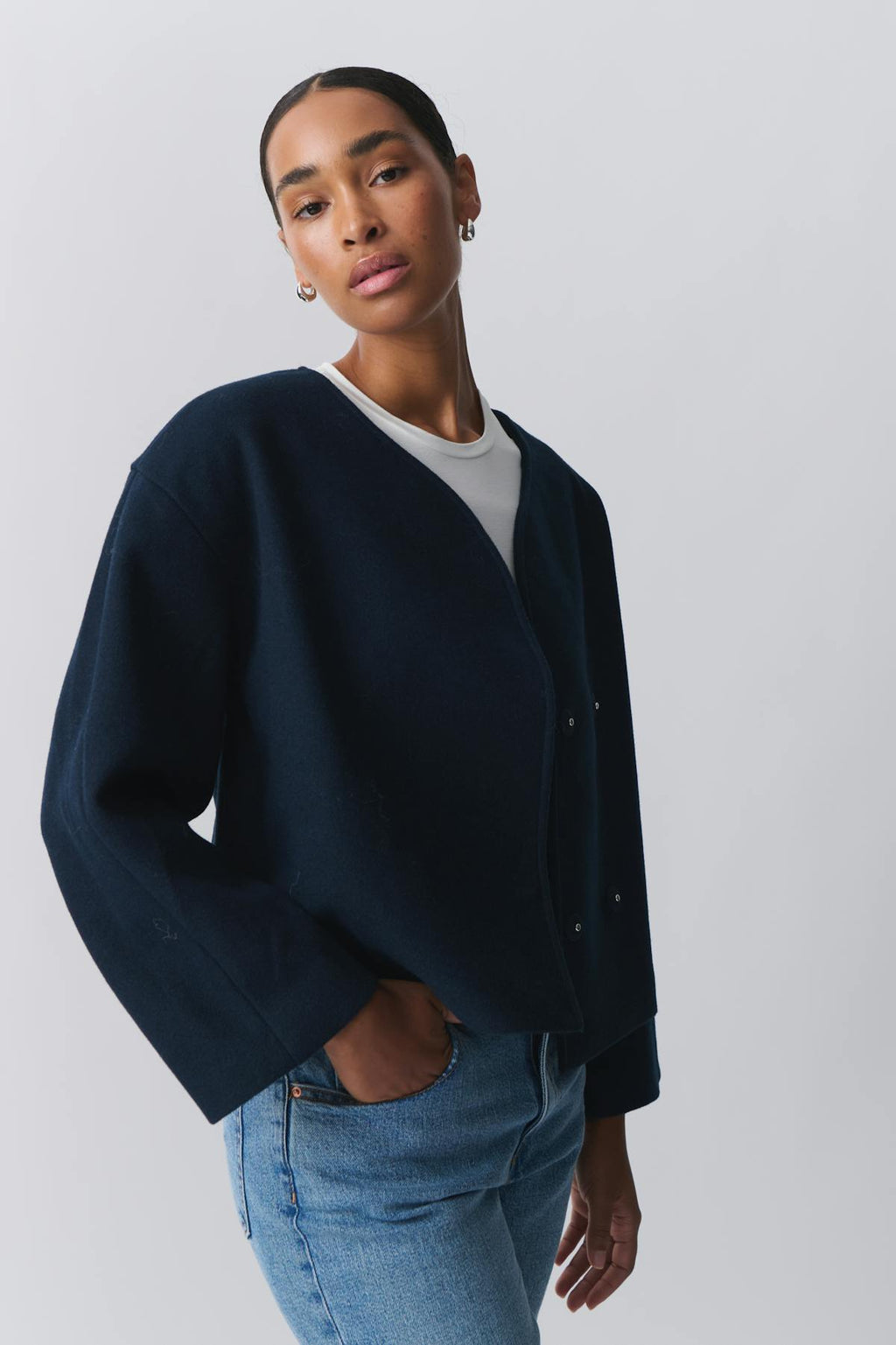 round neck short jacket