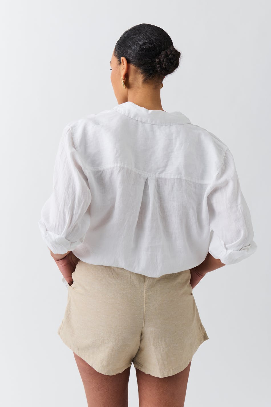 Relaxed linen blend shorts