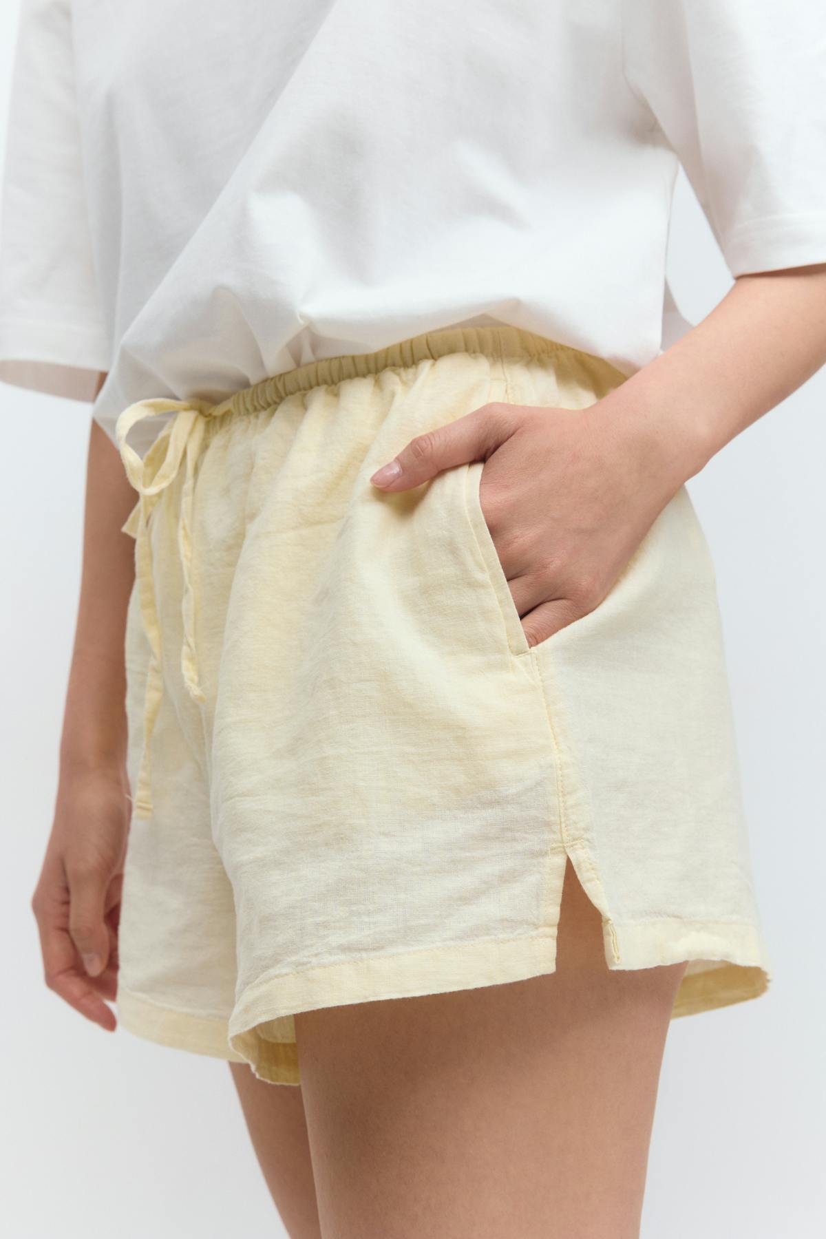 Relaxed linen blend shorts