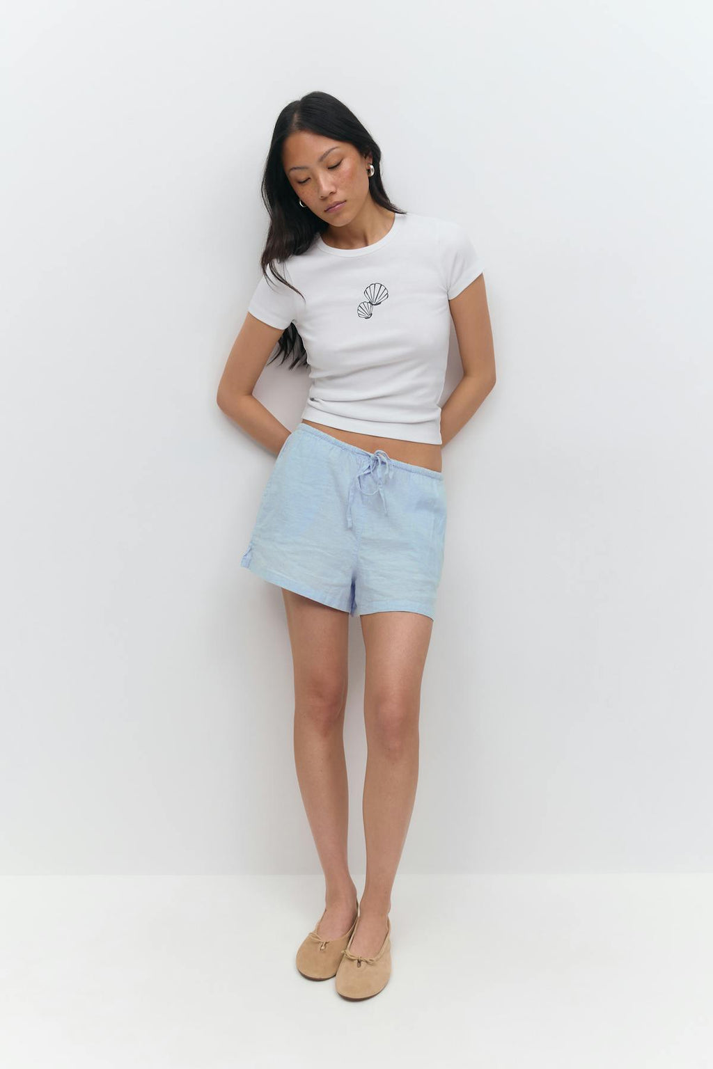 Relaxed linen blend shorts