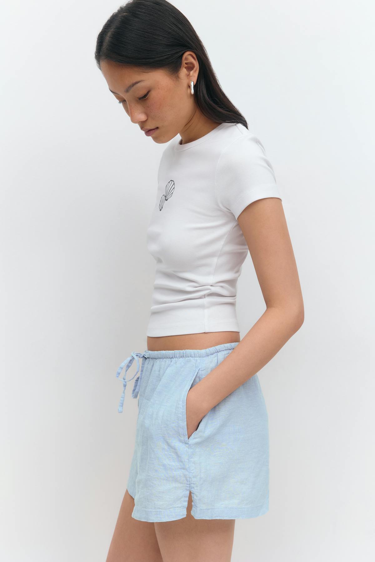 Relaxed linen blend shorts