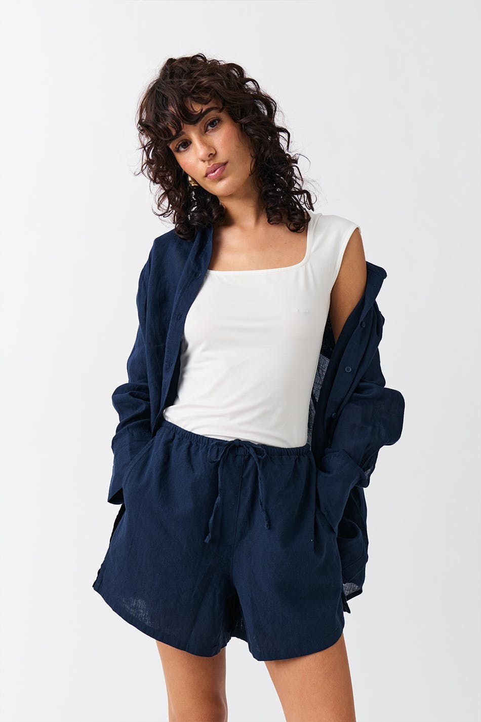 Relaxed linen blend shorts
