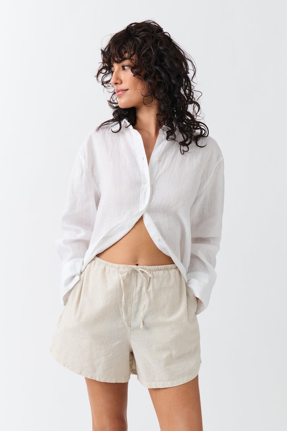 Relaxed linen blend shorts